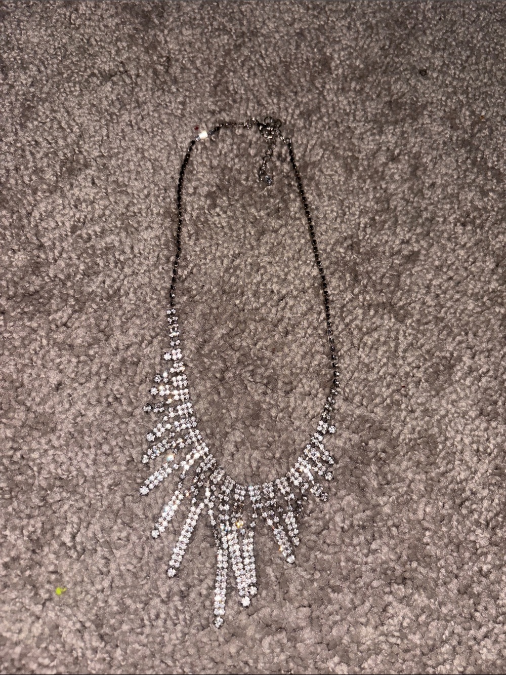 paparazzi Silver-Tone Rhinestone Fringe Necklace